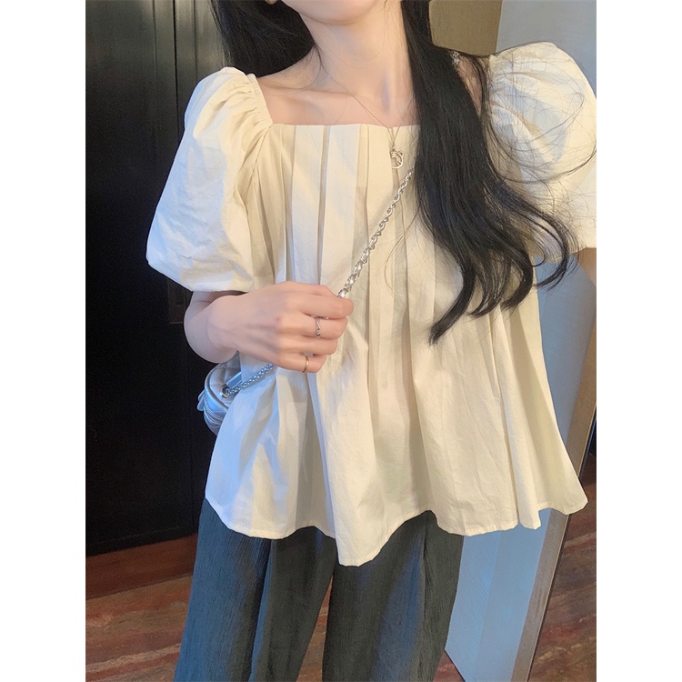 Áo Kiểu Cổ Vuông Tay Phồng Thời Trang Mùa Hè Xinh Xắn Cho Nữ