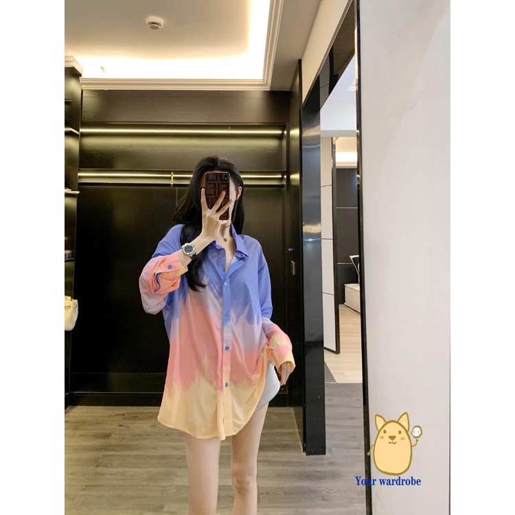 Áo Sơ Mi Chống Nắng Tay Dài Dáng Rộng Màu Gradient Phong Cách Thời Trang Mới 2023