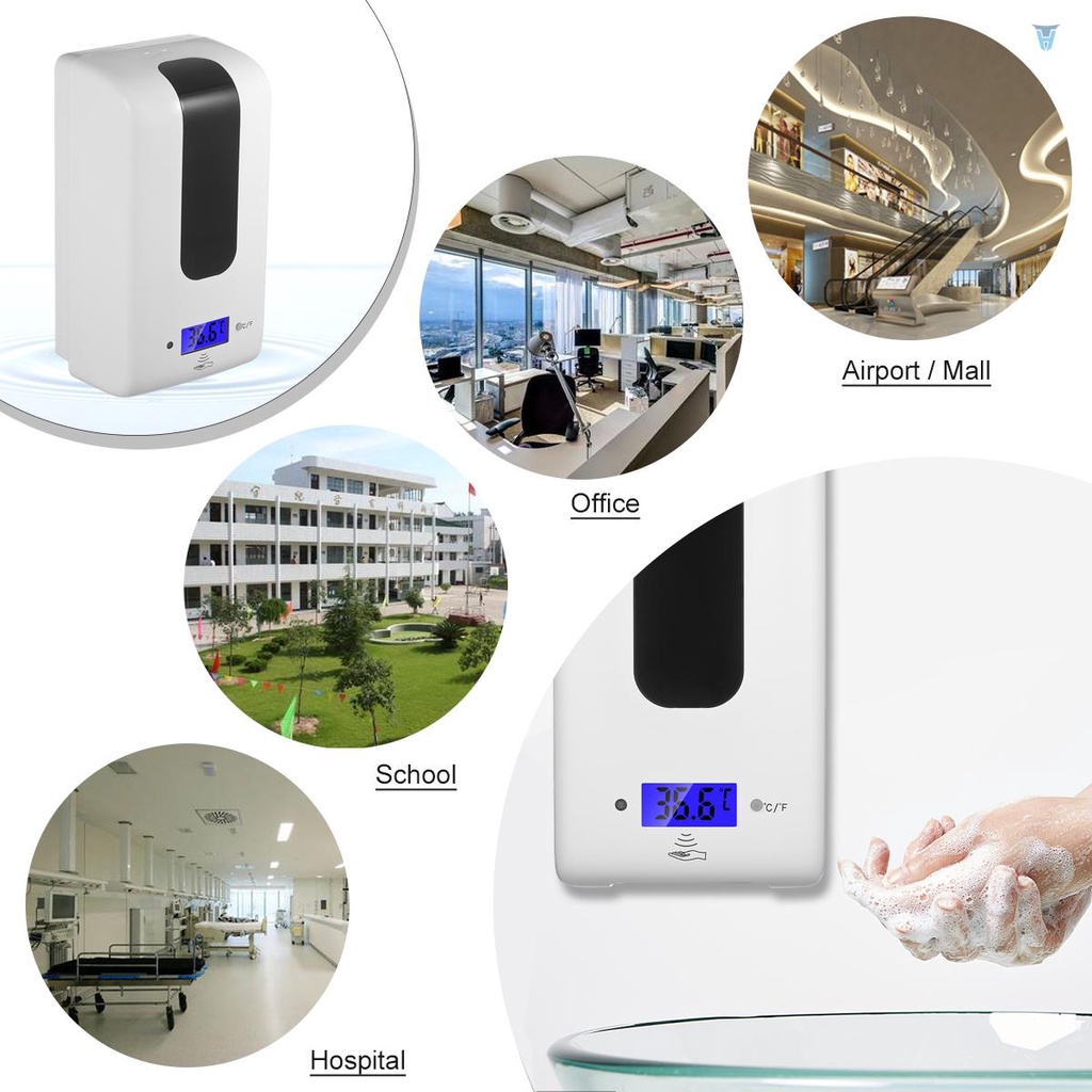 Bình Đựng Xà Phòng Tự Động Có Nhiệt Kế Và Nhiệt Kế Tiện Dụng °C/°F Bình Đựng Xà Phòng Dung Tích 1200ML Có Thể Sử Dụng Pin Tiện Dụng