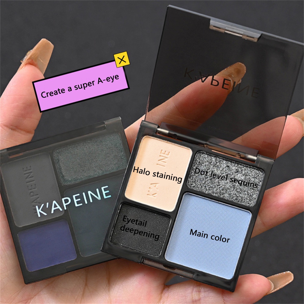 ♕K'apeine Bốn Màu Mắt Bóng Tấm Matte Pearlescent Tốt Flash Punk Khói Trang Điểm Mịn Không Thấm Nước Lâu Dài Đảng Sân Khấu Trang Điểm Mắt Upbest