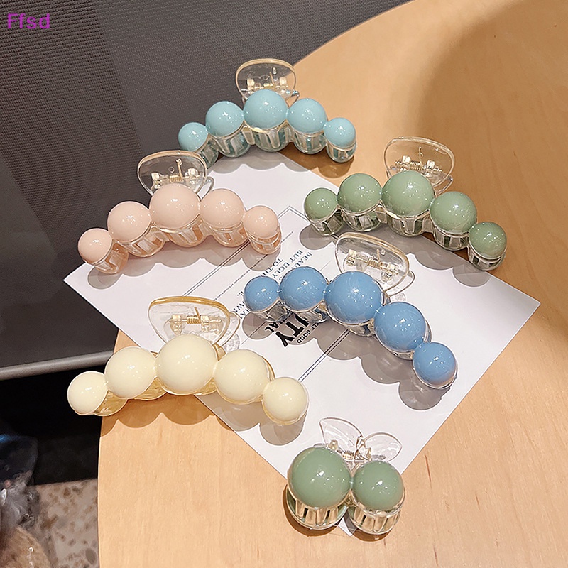 {Ffsd} Kẹp Tóc Đính Hạt Tròn Bằng Nhựa Màu Xanh Lá Cây Chống Trượt Thời Trang Mùa Hè Dành Cho Bạn Nữ * Bán Chạy