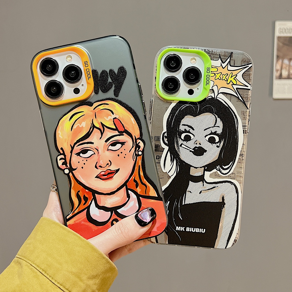 Ốp Điện Thoại TPU Dẻo Trong Suốt Họa Tiết Hoạt Hình Cô Gái Độc Đáo Cho iPhone 11 13 12 14 Pro Max