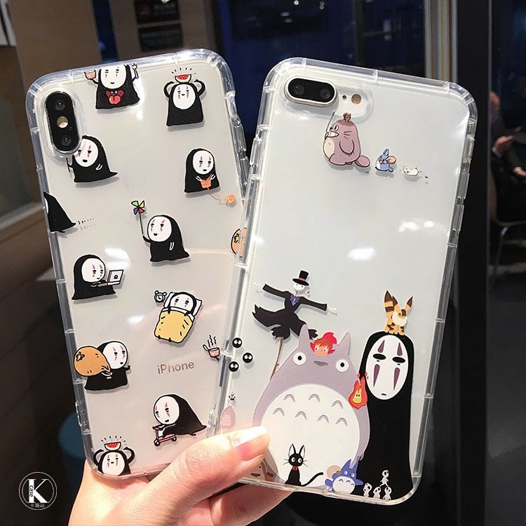 Ốp Điện Thoại Mềm Trong Suốt Chống Sốc In Hình Vô Diện totoro Cho iphone 15 pro max 14 13 12 11 pro xs max xr xs 7 8 plus