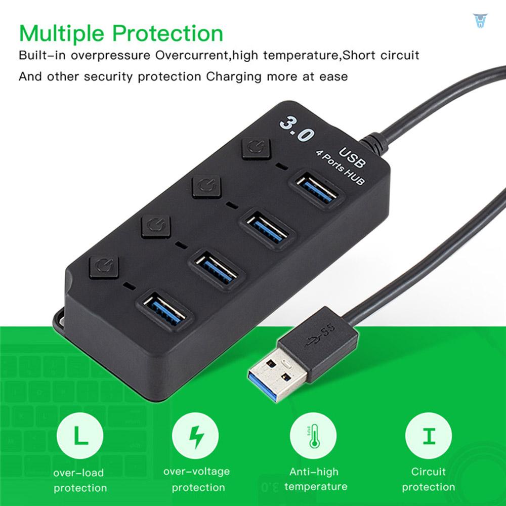 Bộ Chia 4 Cổng USB 3.0 Tốc Độ Cao 5Gbps Đa Cổng USB Cho Máy Tính
