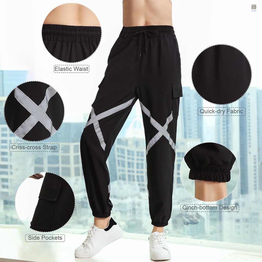 Quần Baggy Thể Thao Co Giãn Nhanh Khô Có Túi Tiện Dụng Cho Nữ