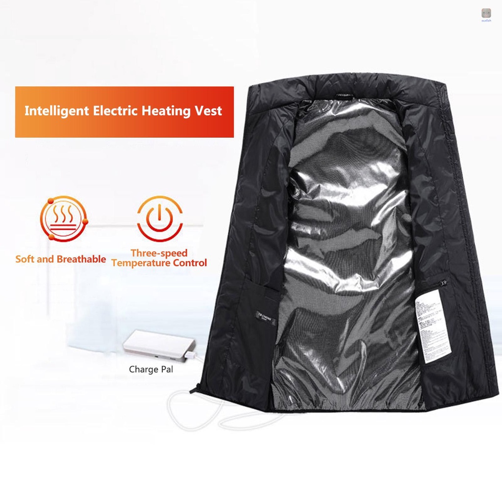 Áo Khoác Sưởi Ấm Không Tay Bằng Sợi Carbon Có Cổng Sạc USB Cho Nam Và Nữ