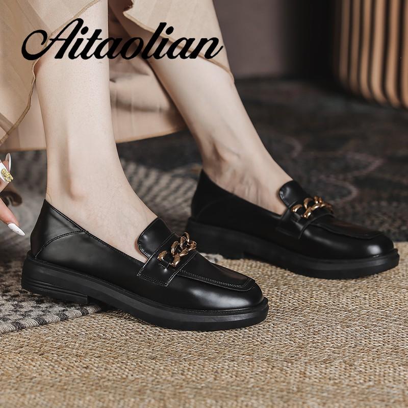 Giày Da Lười Phong Cách Retro Sành Điệu Thời Trang Cho Nữ