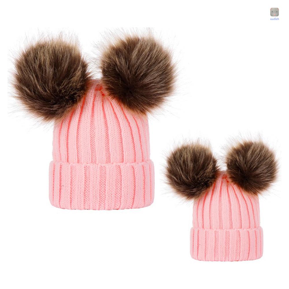 Mũ beanie Trùm Đầu Đính Quả Bông Dễ Thương Cho Bé