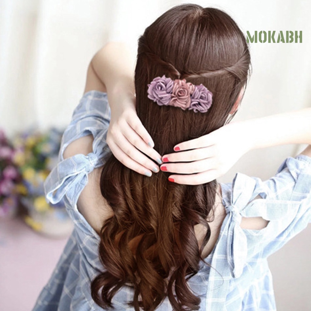 Kẹp Tóc Co Giãn Họa Tiết Hoa Màu Sắc Tươi Tắn Cho Nữ