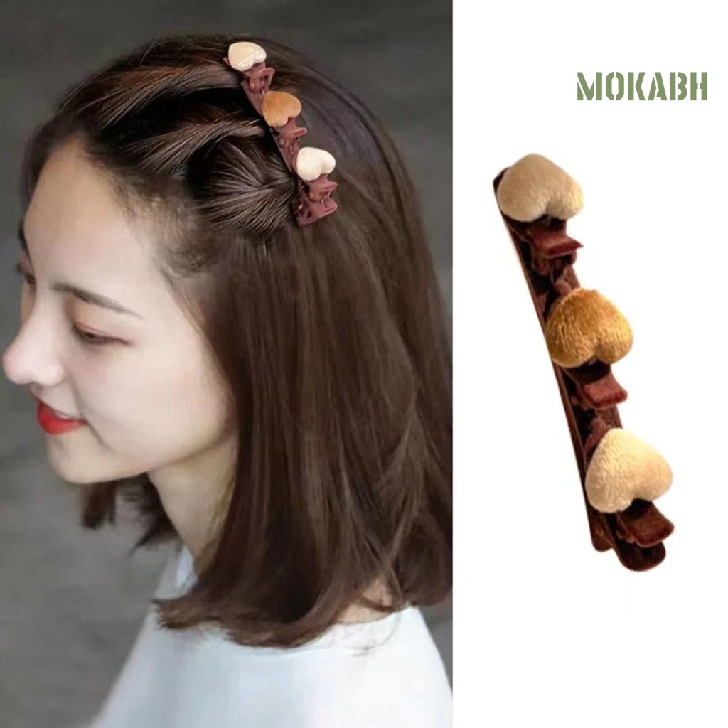 Kẹp Tóc Hai Lớp Họa Tiết Trái Tim Đơn Giản Thanh Lịch Cho Nữ