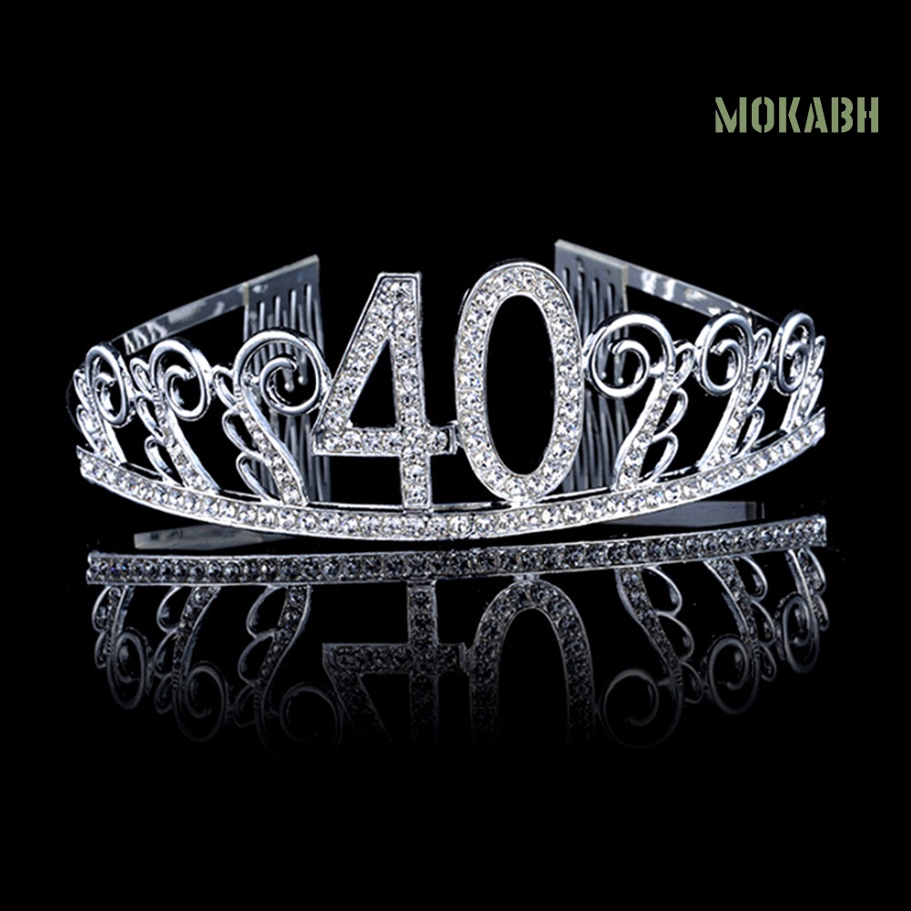 [Mok Abh] Vương Miện Số 30 / 40 / 50 Tuổi Đính Kim Cương Giả Lấp Lánh