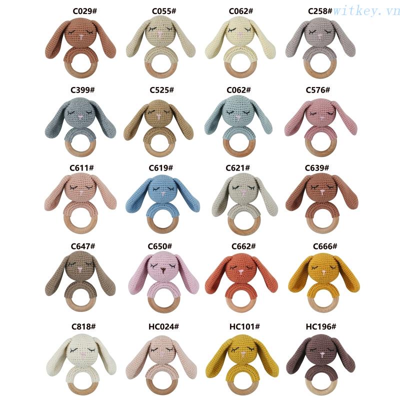 1 Đồ Chơi Lục Lạc Cầm Tay Không BPA Hình Thỏ Đan Len Dành Cho Trẻ Sơ Sinh Mọc Răng