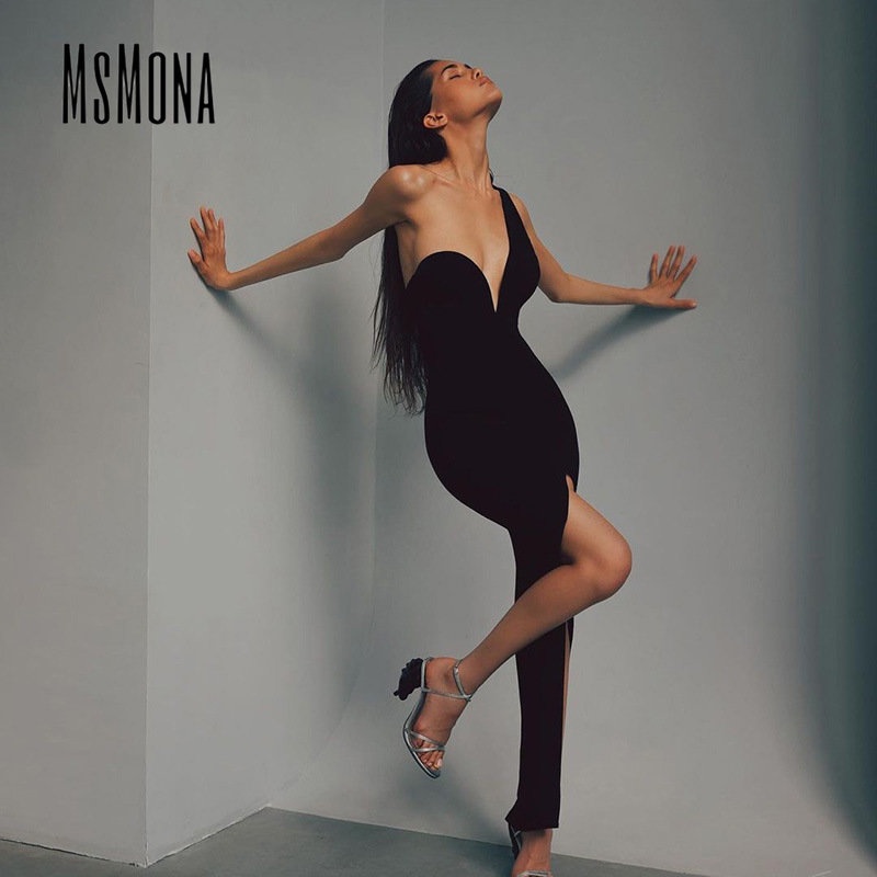 Đầm Midi Không Tay Hở Vai Màu Trơn Thời Trang 2023 Dành Cho Nữ