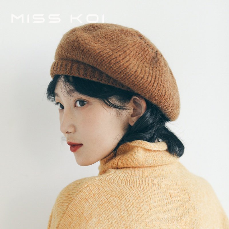 Mũ Beret Len Dệt Kim Màu Sắc Thời Trang Thu Đông Nhật Bản Dành Cho Nữ