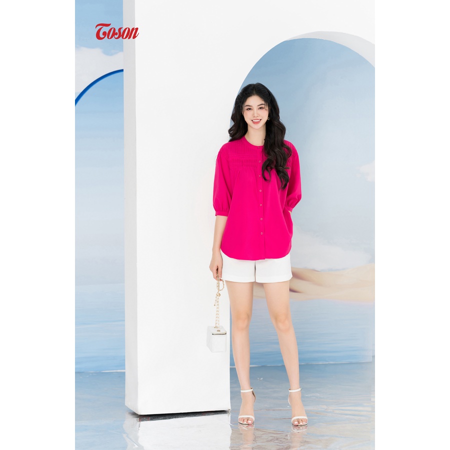 Áo hồng sen thô nhuyễn, dáng rộng ấu mí xếp ly cá tính Limmited 14059P83 Toson