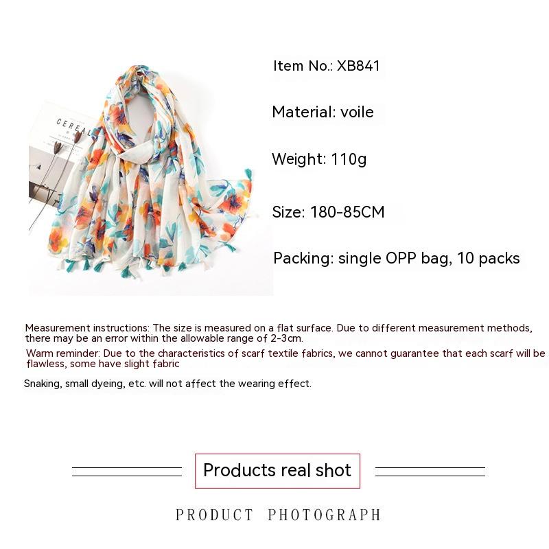 Khăn Choàng Cotton Nhẹ In Họa Tiết Thời Trang Xuân Hè Dành Cho Nữ