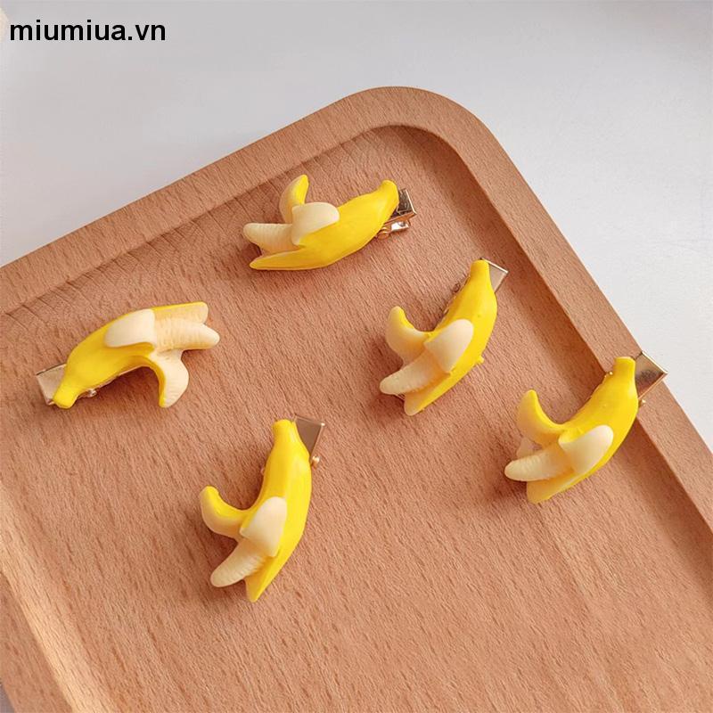 miumiuaKẹp Tóc Hình Quả Chuối Dễ Thương Sáng Tạo Vui Nhộn Cho Bé Gái
