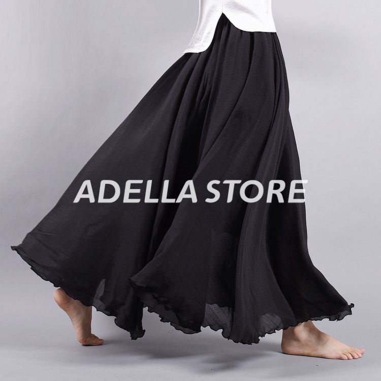 Adella Store Chân Váy Xếp li dáng dài qua bắp chân Ly Dáng Dài Phủ 2 Lớp Siêu Đẹp Màu  A23M0DM 0518