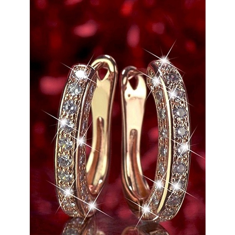 Khuyên Tai Tròn Đính Đá Lấp Lánh Sang Trọng Cho Nữ