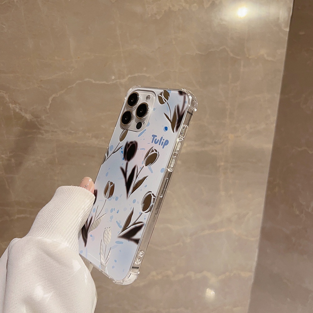 Ốp Điện Thoại Trong Suốt Họa Tiết Hoa Tulip AT0262 Cho Iphone SE2020 7 / 8 Plus 14 X XR XM 11 12 MINI 13 PRO MAX