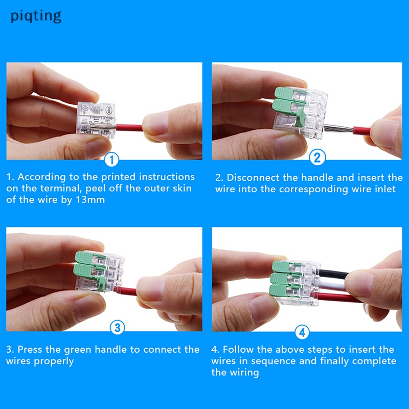 Piqt Đầu Nối Dây Điện Mini Màu Xanh Lá Cây Nhỏ Gọn Thông Dụng Kết Nối Với Gia Đình EN
