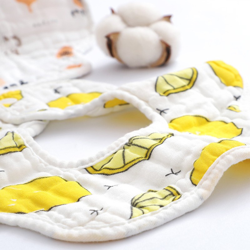 Yếm Ăn Vải cotton Sáu Lớp Dày Dặn Xoay 360 Độ Chuyên Dùng Cho Bé Sơ Sinh