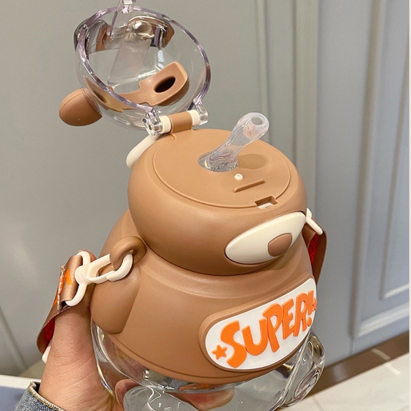 Bình Nước Hình Gấu Đeo Lưng Dung Tích Lớn 1200ml