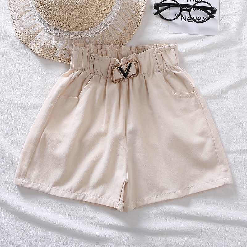 Quần Short Cotton Trơn Dáng Rộng Cỡ Lớn 4 Phy Thời Trang Mùa Hè Phong Cách Hàn Quốc Cho Bé Gái