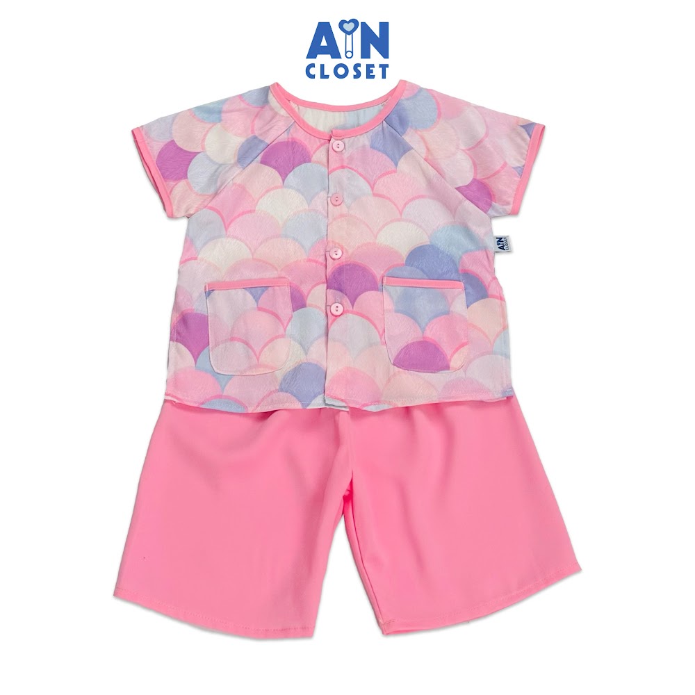 Bộ quần áo Bà ba Lửng bé gái họa tiết Bóng Baby lụa hồng - AICDBGOVWZPG - AIN Closet