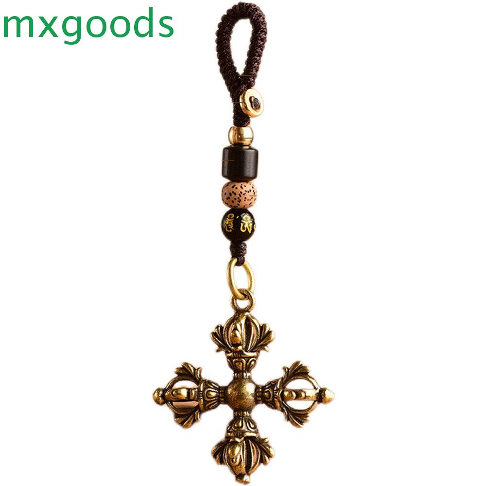 Mxgoods Dây Móc Khóa Bằng Đồng Thau Dệt Thủ Công Mặt Phật Dharma Cổ Điển