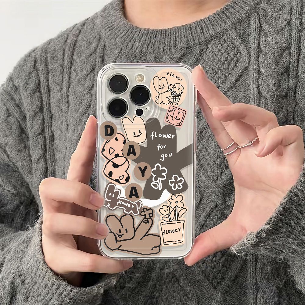 ✅Ốp Điện Thoại Mềm Chống Sốc In Chữ Tiếng Anh Và Thỏ 11136In14Pro Cho iPhone12plus78 max