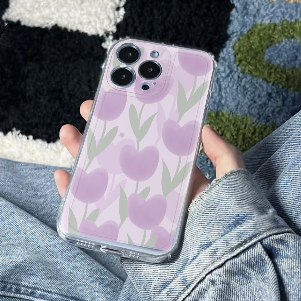 ✅Ốp Điện Thoại Mềm Chống Sốc Họa Tiết Hoa Tulip 72NV Cho Iphone 6In78Plus 1113 1214Pro max