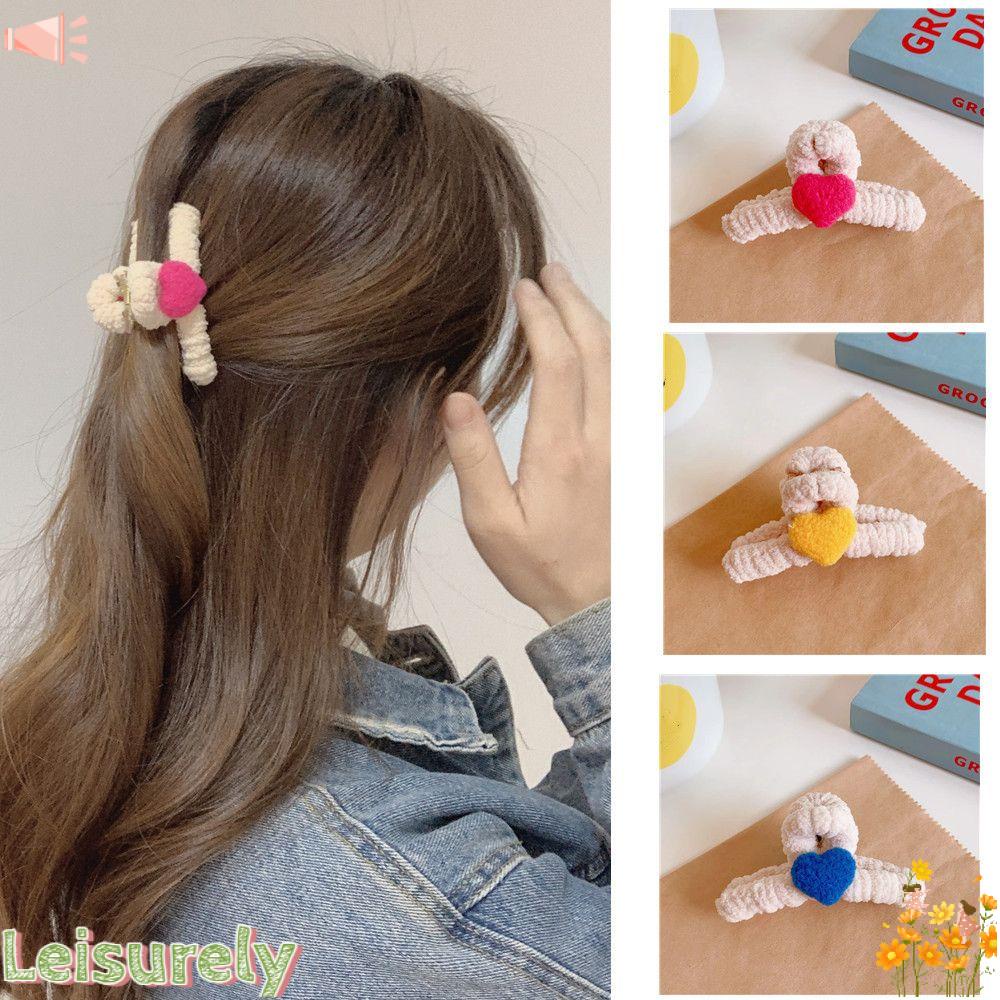 Kẹp Tóc Hình Trái Tim Bằng Lông Nhung Thời Trang Thu Đông Hàn Quốc