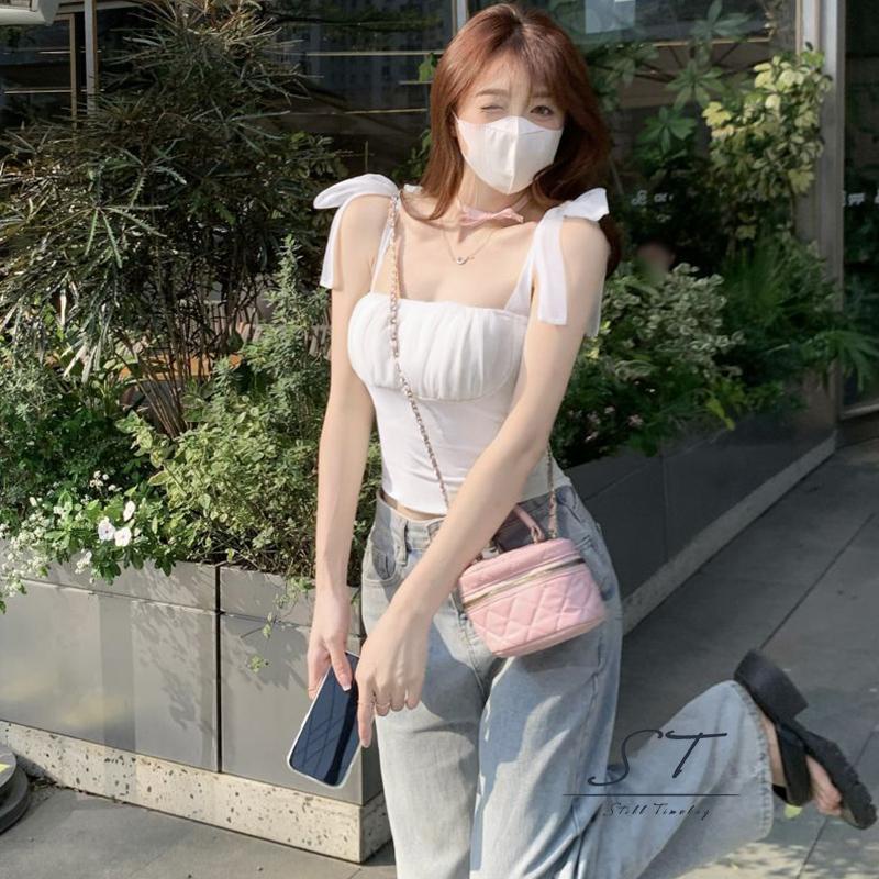 Áo Hai Dây CY03 Ôm Dáng Phối Vải Tuyn Thời Trang Mùa Hè Cho Nữ