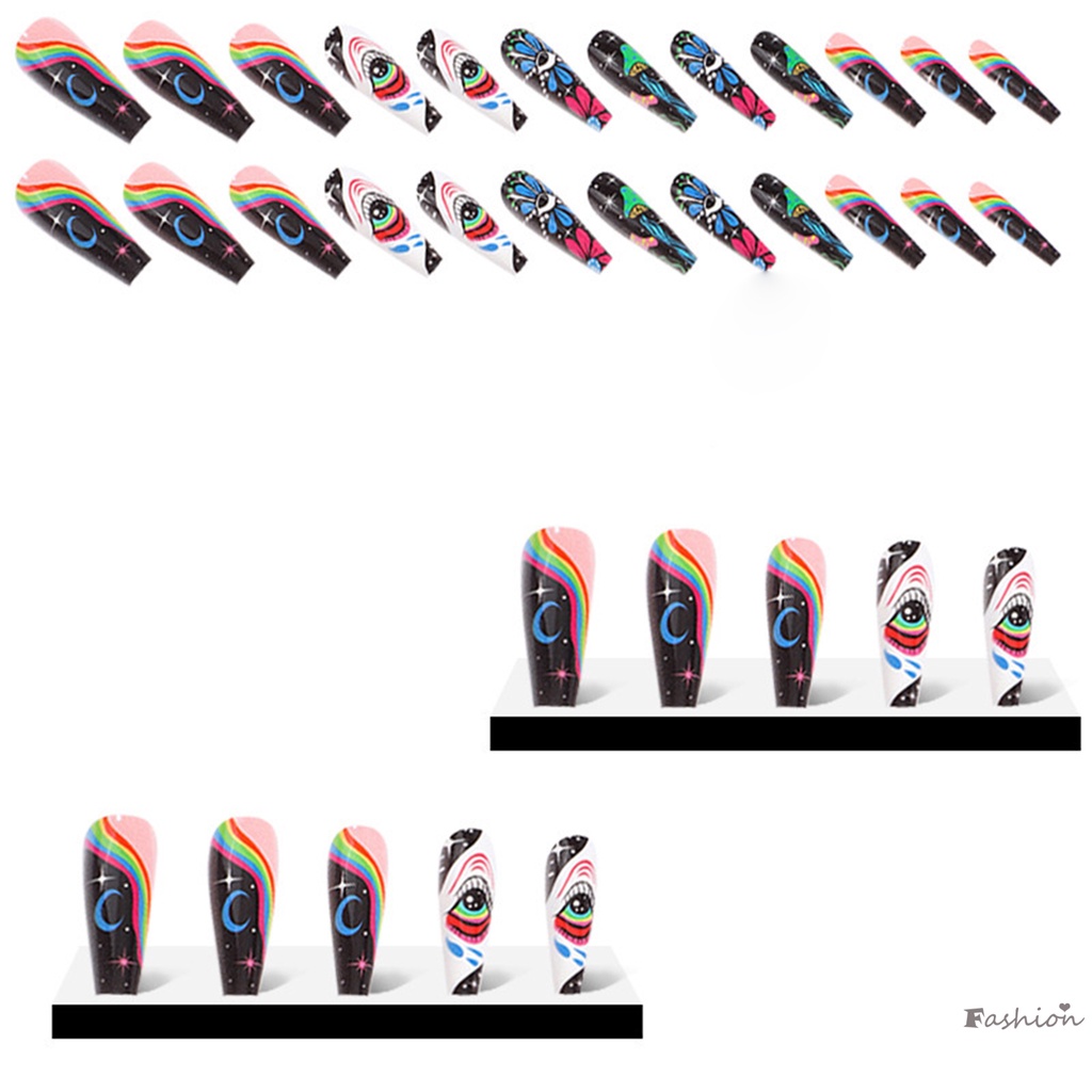 Móng Tay Giả Mỏng Che Phủ Toàn Diện Họa Tiết Hoa Nhiều Màu Sắc