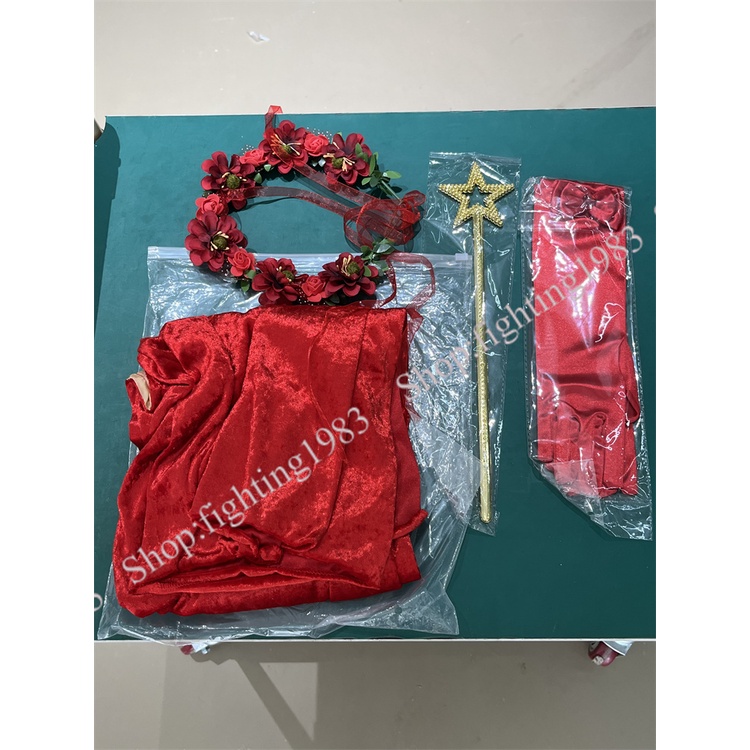 Áo Choàng Hóa Trang Cô Bé Quàng Khăn Đỏ Bằng Vải Cotton Cho Bé