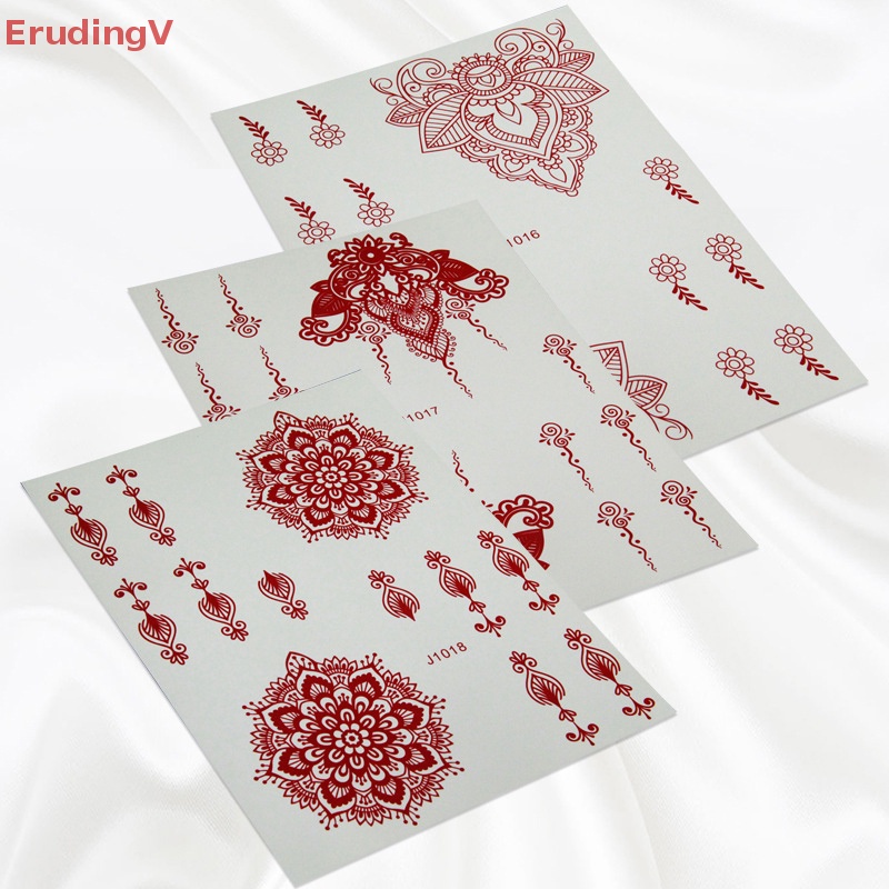 Hình Xăm Tạm Thời Henna Màu Đỏ Họa Tiết Hoa Mandala Mehndi Bảo Vệ Cơ Thể Chống Thấm Nước Cho Nữ