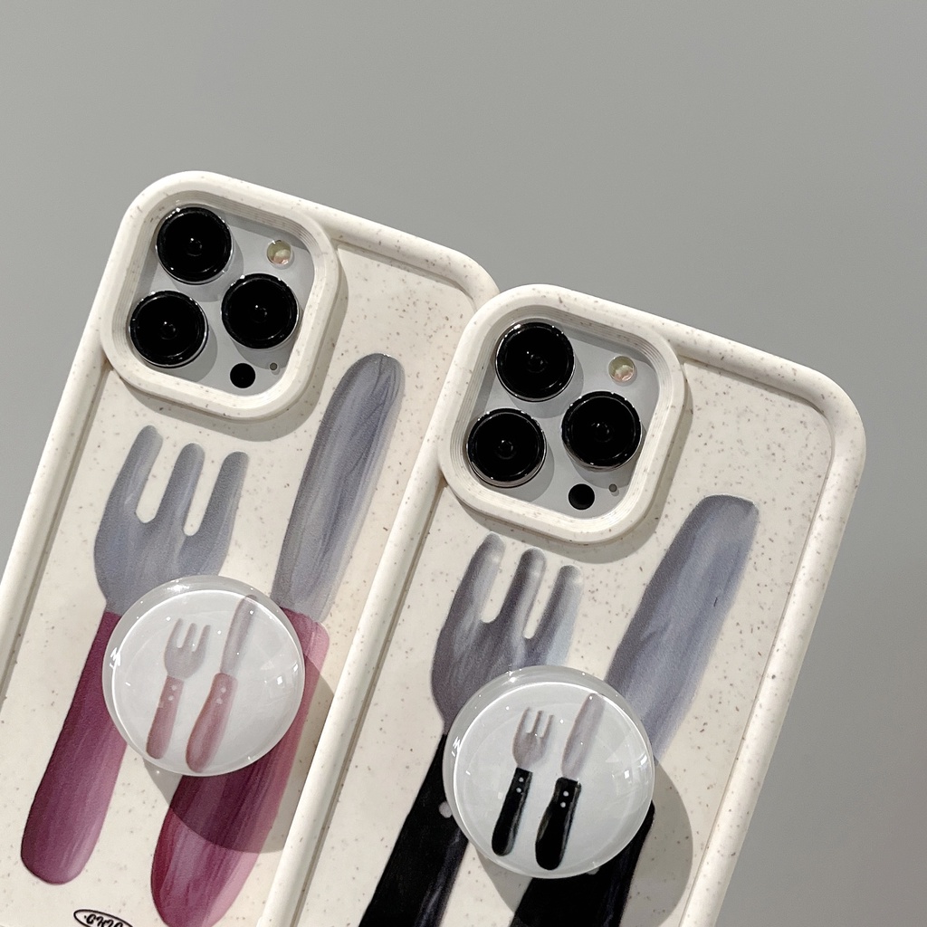 Ốp Điện Thoại Silicon TPU Mềm Chống Sốc Hình Chiếc Nĩa Đơn Giản Có Giá Đỡ Cho iPhone 13 12 11 14 Pro Max