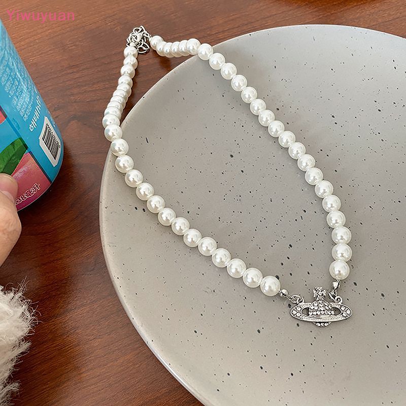 < Yiwuyuan > Vòng cổ Ngọc Trai Mặt Hình Hành Tinh Đính Đá Zircon Pha Lê Zircon Mới Cho Nữ