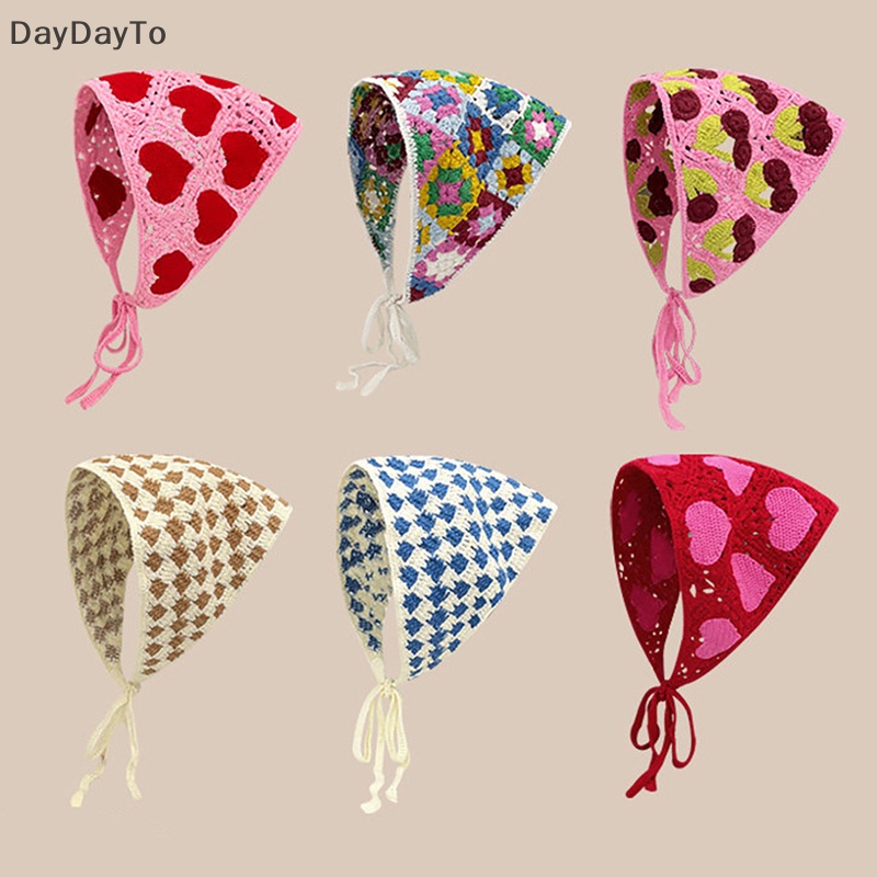 Daydoyto Mũ Trùm Đầu Đan Móc Thủ Công Hình Tam Giác Rỗng Kiểu Hàn Quốc Ngọt Ngào Dễ Thương