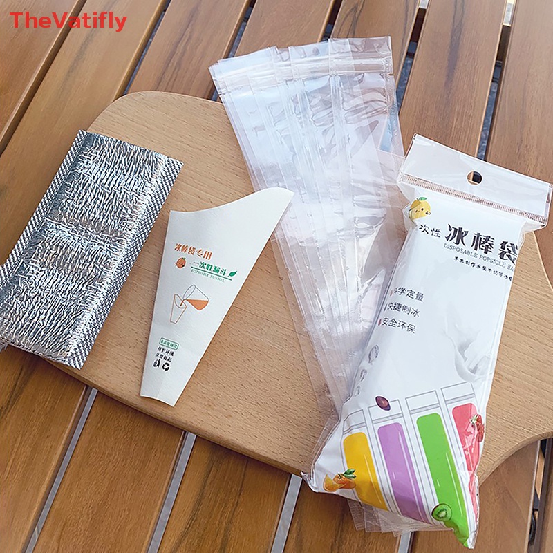 Bộ 20 Khuôn Làm Kem Que Dùng Một Lần Kèm Phễu