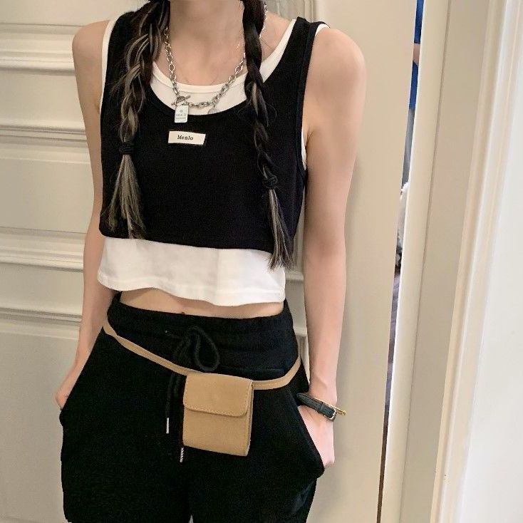 Áo Hai Dây Giả Hai Mảnh Phong Cách Hàn Quốc Thời Trang Mùa Hè Mới Cho Nữ