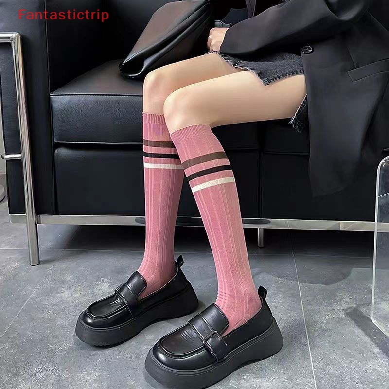 [Fantastictrip] Vớ Dài Qua Gối Mỏng Kẻ Sọc Nhiều Màu Sắc Ngọt Ngào Thoáng Khí Thoải Mái Mùa Hè Cho Nữ Sinh / Tiệc Tùng / Trường Học
