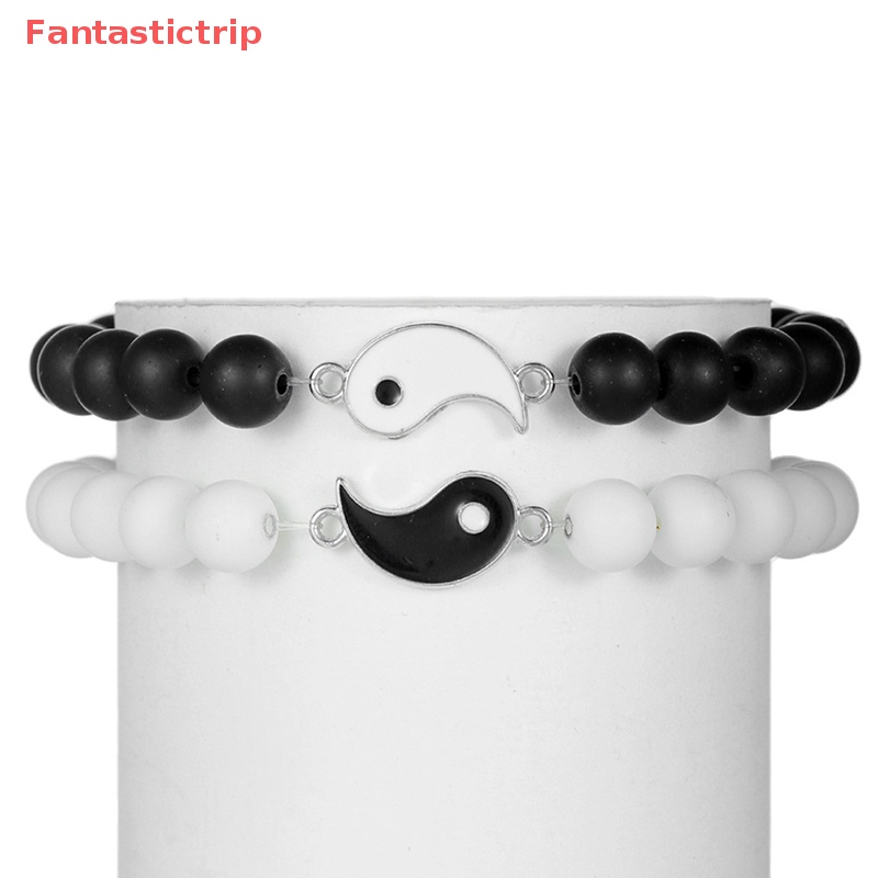 [Fantastictrip] Vòng Tay Chuỗi Hạt Màu Trắng Đen Thời Trang Châu Âu Thái Cực Quyền Phù Hợp Làm Quà Cho Cặp Đôi Mới