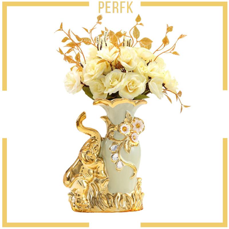 Bình Hoa Bằng Gốm Sứ Họa Tiết Voi Phong Cách Châu Âu