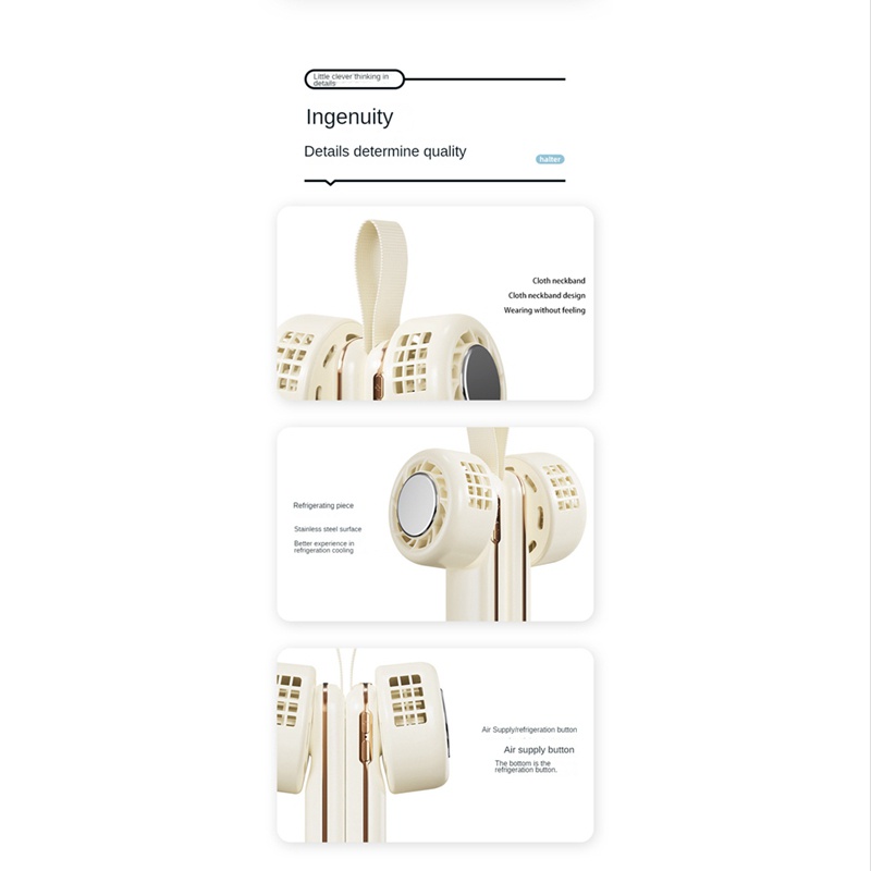 Quạt Làm Mát Mini Đeo Cổ Yên Tĩnh Sạc Cổng USB Dùng Cho Mùa Hè