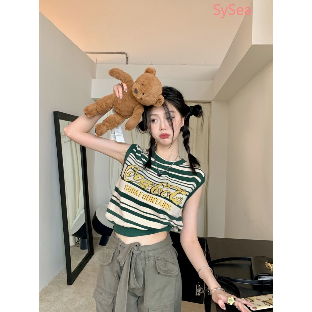 Áo Hai Dây Kẻ Sọc Phong Cách Retro Mỹ Cho Nữ