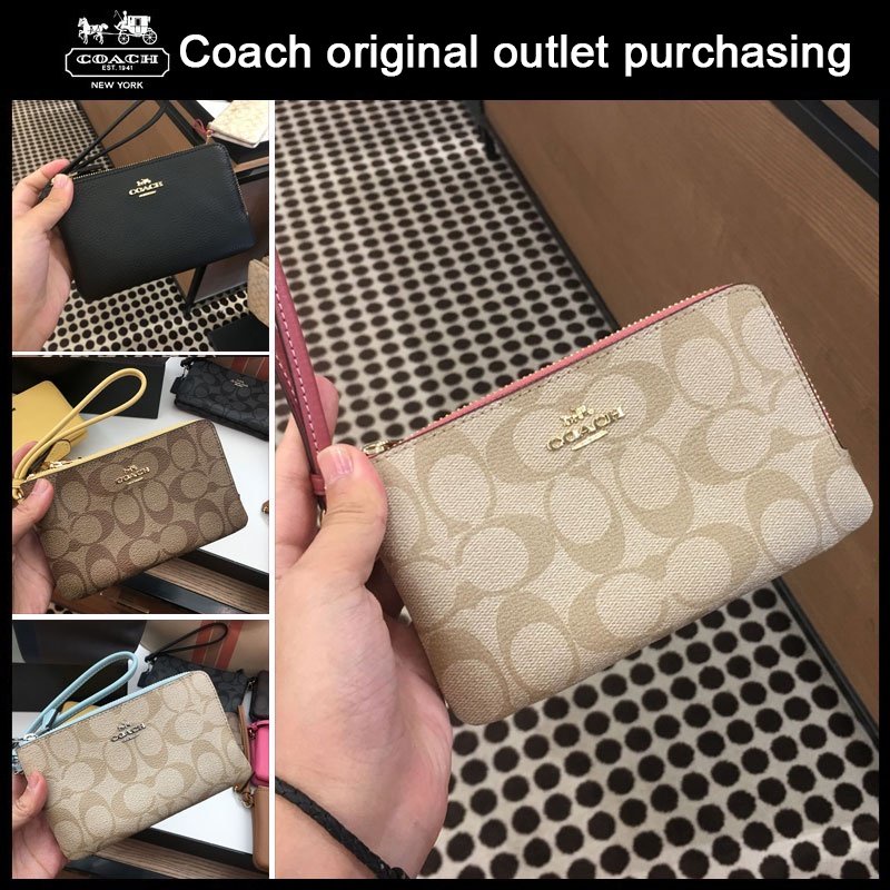 CoachVí Ngắn Đựng Thẻ Cài Khóa Kéo Đôi Phong Cách Doanh Nhân Thời Trang Cho Nữ F87591