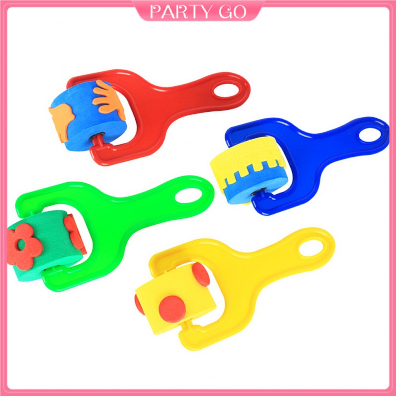 4Pcs Drawing Sponge Roller Brush Kids Paint Graffiti DIY Tool Painting Supplies,Random Style