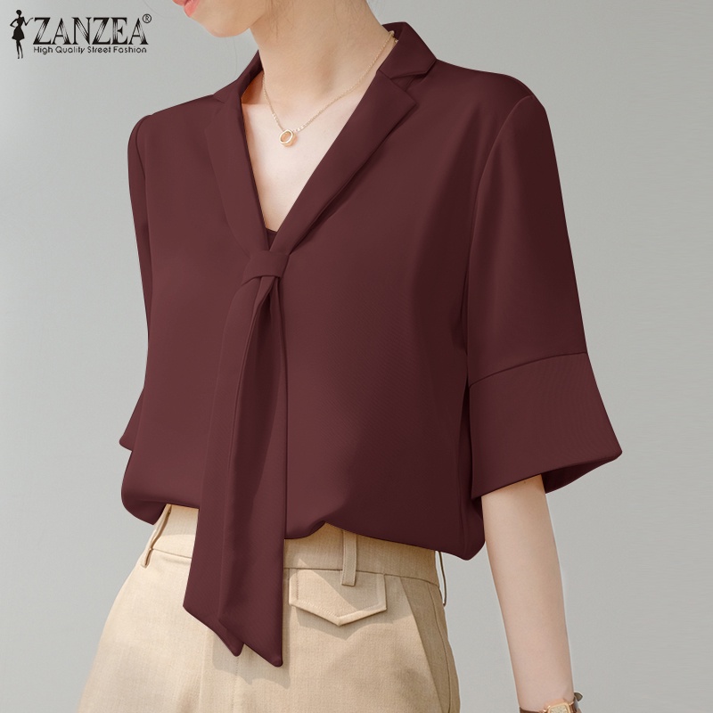 Zanzea Áo Nữ Tay Lửng Cổ Chữ V Thời Trang Hàn Quốc